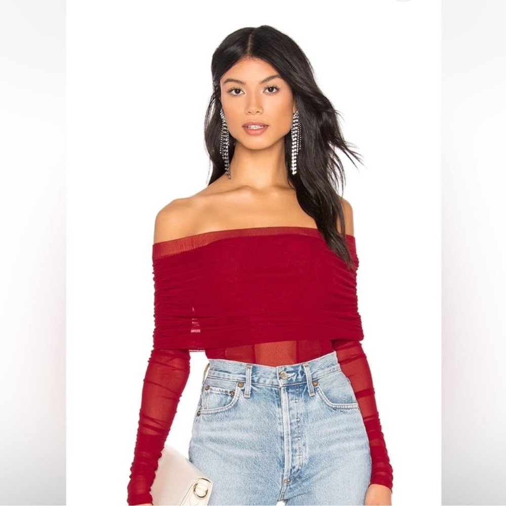 Revolve Majorelle Off-Shoulder Red Top, size XS